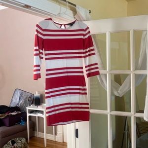 French Connection Red and White Summer Dress. Size 6
